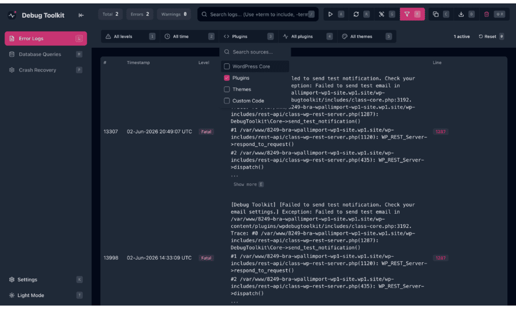wp-debug-toolkit-error-logs-viewer-plugins-filter
