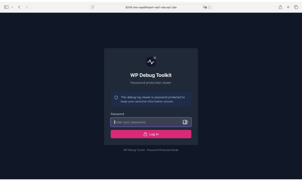 wp-debug-toolkit-viewer-app-login-screen